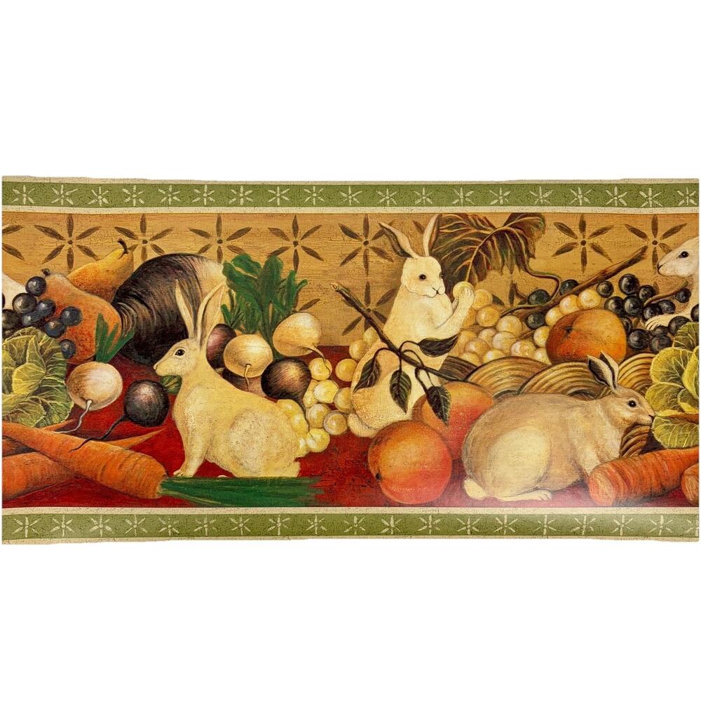 Imperial Wallpaper Border 1995 Farmhouse Rabbits Cottage Kitchen Produce 2 Rolls